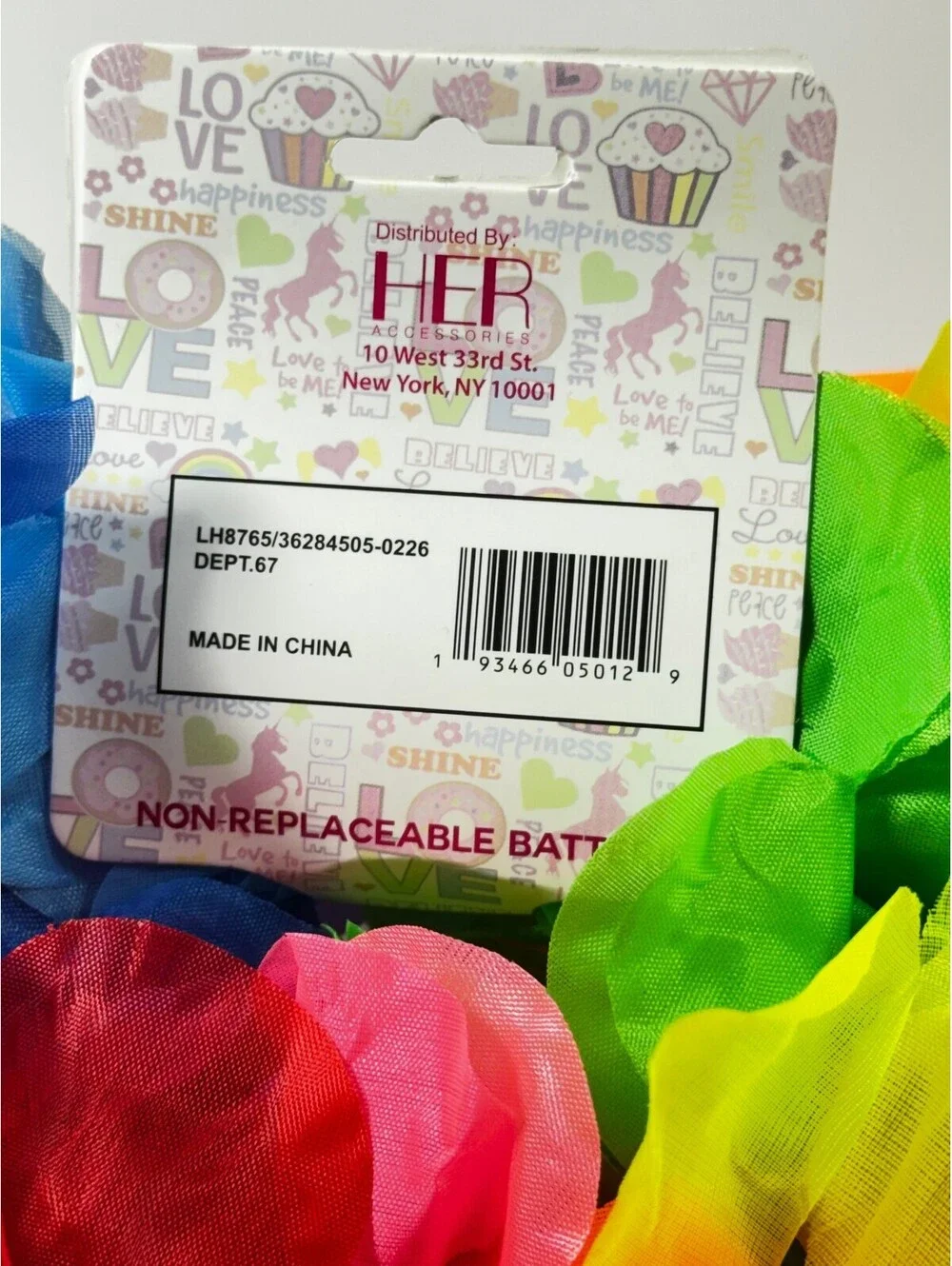 Sunshine Novelty Light Up Lei Rainbow Fabric Flowers with Lights